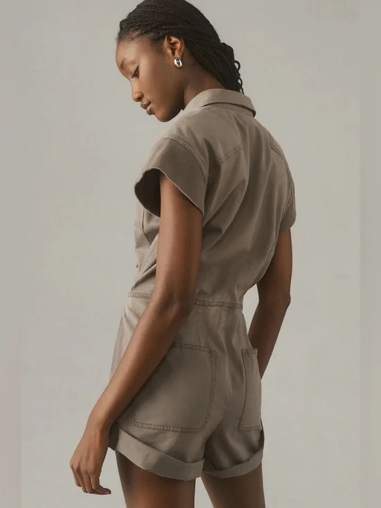 Anthropologie Pilcro Sleeveless Utility Romper | Size S | Green - Picture 9 of 10